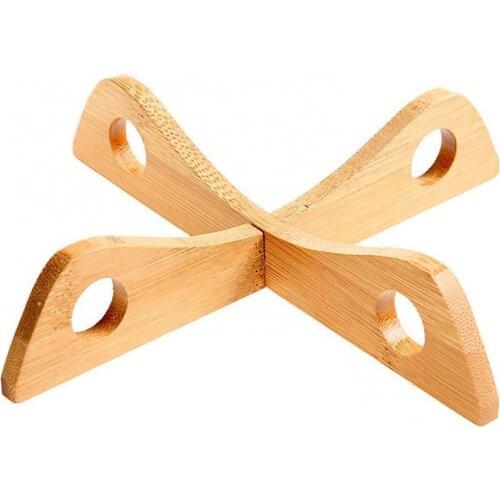 New Pot Holder Detachable Bamboo Kitchen Pan Pot Cross Stand Shelf Heat Insulated Dish Holder