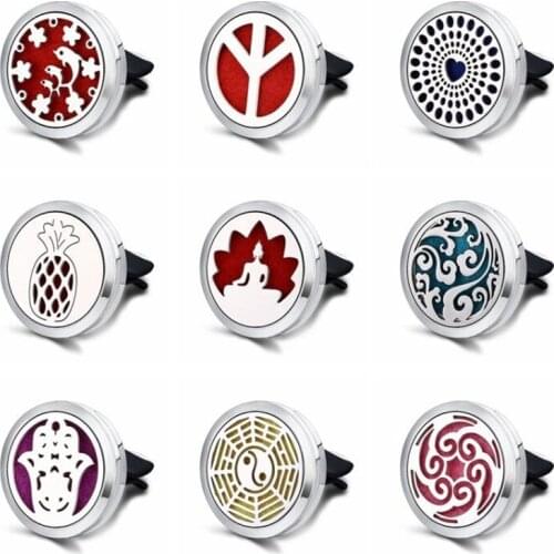 30mm Stainless Steel Car Air Freshener Ocean Waves Magnet Essential Oil Car diffuser Vent Clip Aromatherapy Perfume Locket