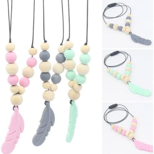 Food Grade Silicone Teething Necklace Baby Teething Toy Silicone Beads Baby Teether Necklaces Chewing Toys Toddler Shower Gifts