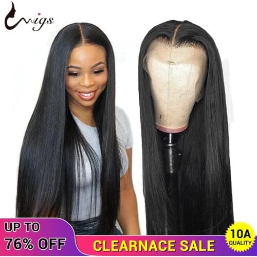 4x4 Lace Closure Wig Peruvian Straight Wig 180 Density Glueless Lace Front Human Hair Wigs For Black Women Remy Hair Wigs UWIGS