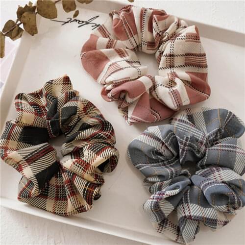 Retro Plaid Scrunchies Hair Ties Hair Rope Ponytail Holder Elastic Hair Rubber Band Women Girls 2020 Fashion Hair Accessories