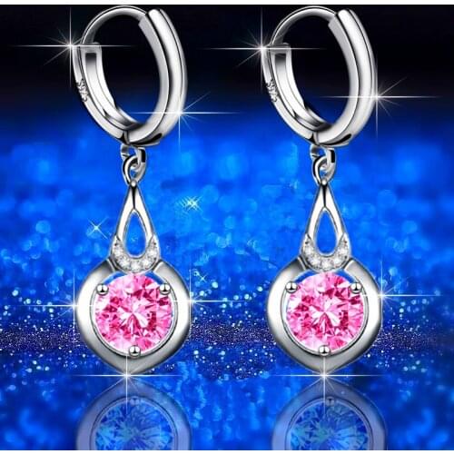 KOFSAC 925 Sterling Silver Geometric Large Zircon Earrings Multi-color New Fashion Temperament Elegant Gorgeous Earring Jewelry