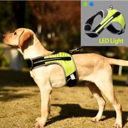 LED Luminous Dog Harness Pet Safety Chest Strap Reflective Harness Collar Vest For Husky shepherd Labrador Medium Large Dogs