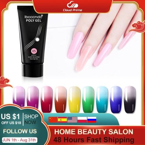 Temperature Color Changing Poly Nail Gel Extension 30ml Gel Polish All Manicure Poly Builder Gel Semi Permanent Soak Nail Art