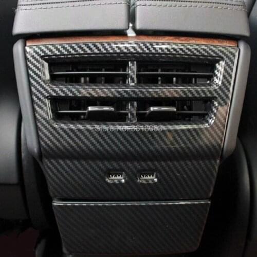 For Tesla Model X 2016 2017 2018 2019 Carbon Fiber Rear Armrest Box Air Conditioning Vent Cover Frame Trim Car Styling Accessory