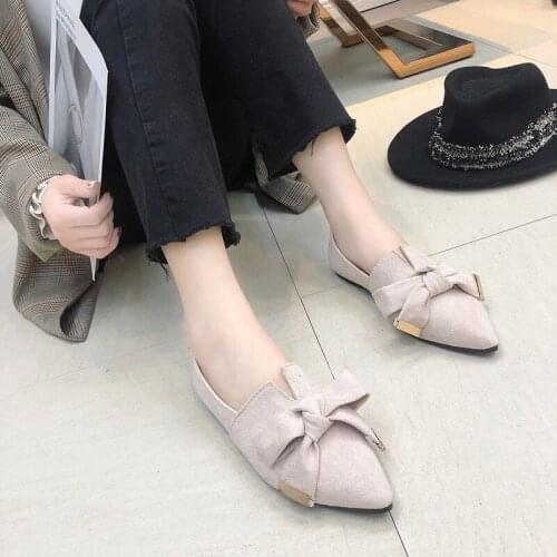 Womens flat shoes spring and autumn Shallow mouth pointed sweet bow soft inner non-slip platform casual wild women shoes U19-98