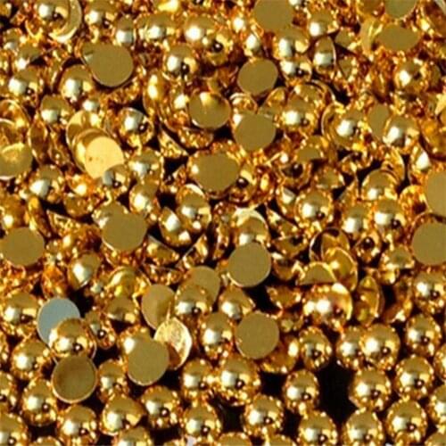 Loose 1.5mm-12mm Loose Gold Color DIY Half Round Flatback Pearl Beads ABS Plastic Imitation Half Pearl Nail Arts Decoration