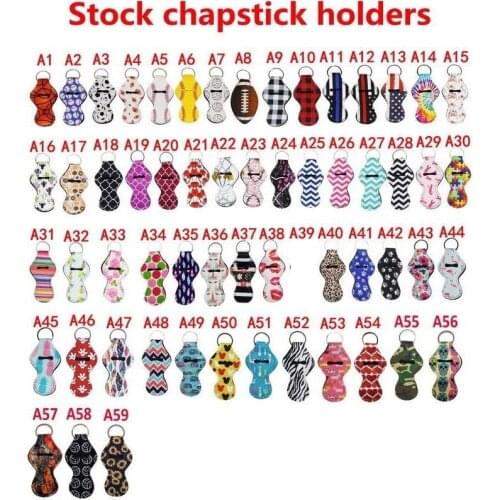 12pcs Softball Basketball Football Baseball Printed Neoprene Chapstick Keychain Holder Case Storage Bag Party Gift