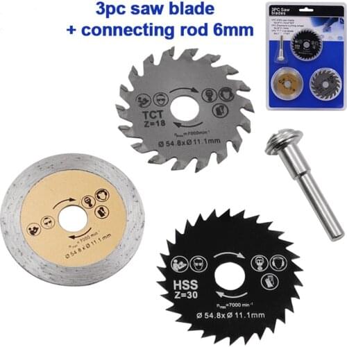 3Pcs Hss Mini Circular Saw Blade Set For Steel Wood Granite Cutting 54.8x11.1mm Electric Grinding Machine Parts Tool