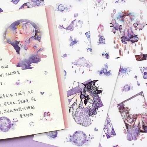 6Sheets Ins Girl Stationery Paper Sticker Scrapbooking Cute Cartoon DIY Diary Journal Decorative Adhesive Seal Label Supplies
