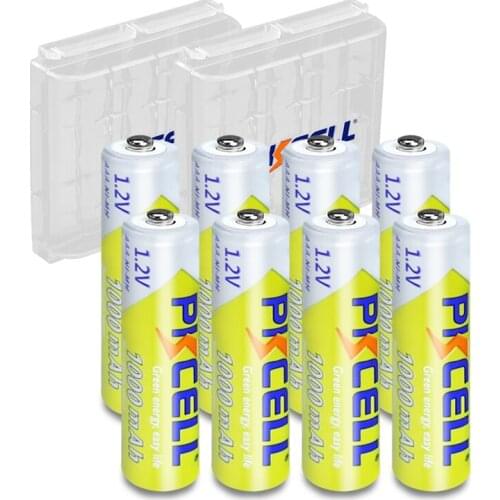 8PC PKCELL 1000mah AAA NIMH Rechargeable Battery 3A 1.2V NI-MH Batteries Rechargeable aaa Battey with Battery Boxes Holder