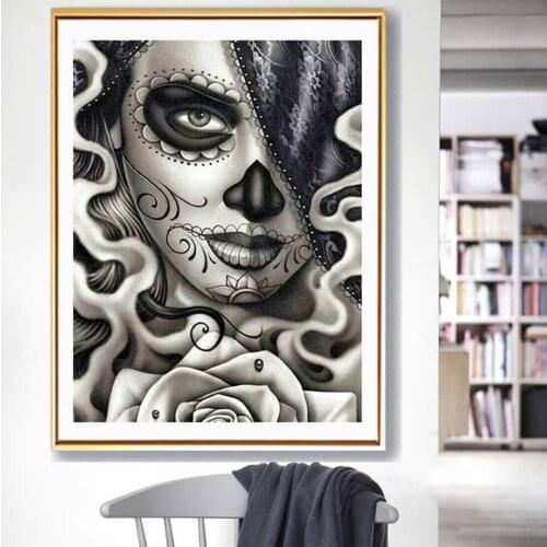 DIY 5D Diamond Painting Full Square/Round Skull Girl Cross Stitch Diamond Embroidery Mosaic Pictures Of Rhinestones Decor Gift