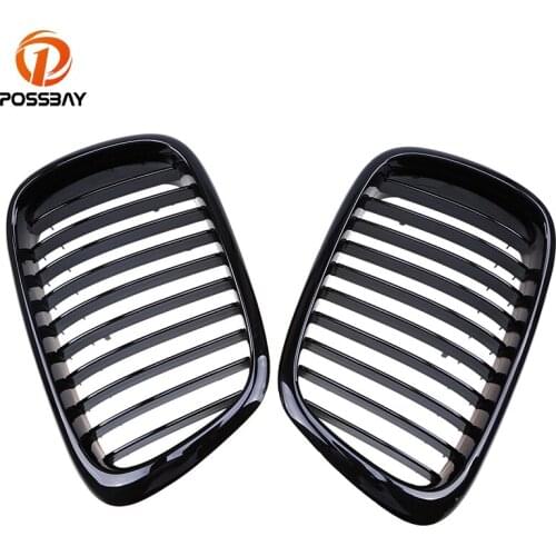 POSSBAY Car Accessories Front Gloss Black Paint Kidney Grille Grills for BMW E39 5-Series 520d/520i/523i/525d/525i M5 1997-2003
