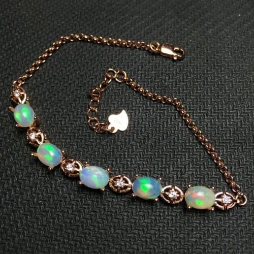 Opal gemstone bracelet in 925 sterling silver gemstone jewelry for girls with jewelry box