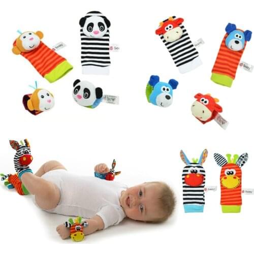 Baby Toy Baby Rattles Toys Animal Socks Wrist Strap With Rattle for child boy girl Baby Foot Socks Bug Wrist Strap baby socks