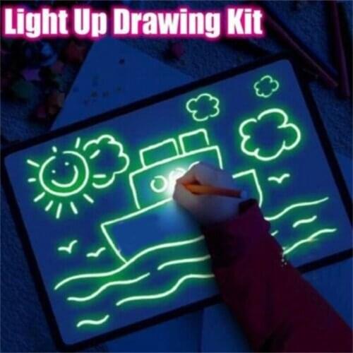 English Fluorescent Drawing Board With Light Fun And Developing Toy Paint Learning Board Magic Draw Educational Toys Kids Gift