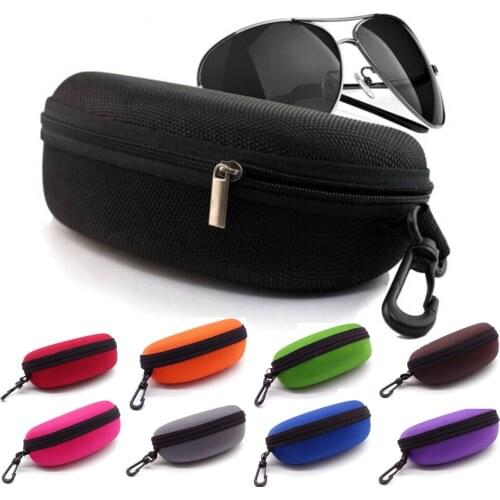Portable Zipper Eye Glasses Box Sunglasses Clam Shell Hard Eyewear Case Protector Bag Glasses Case 9 Colors