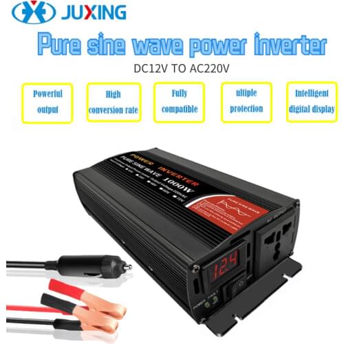 JUXING 1000W Power Inverter DC12V/24V/48V/60V to AC 220V Pure Sine Wave Car Converter With Display Use for Vehicle/ Truck