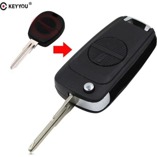 KEYYOU 2 Buttons Flip Modified Remote Car Key Shell For Nissan Micra Almera Primera X-Trail Uncut Blade Key Case Cover