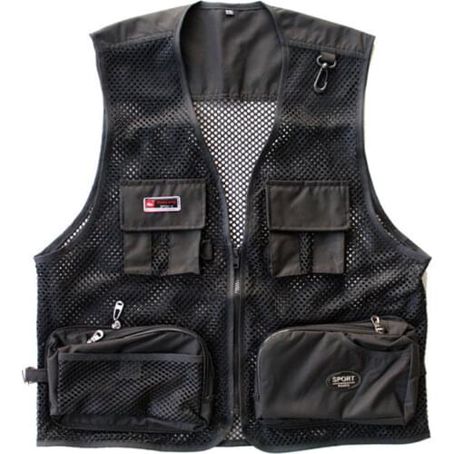 Men' Sleeveless Vest Jackets Male Multipockets Functional Mesh Waistcaot Hiking Camping Fishing Outdoor Photographer Vests Coat