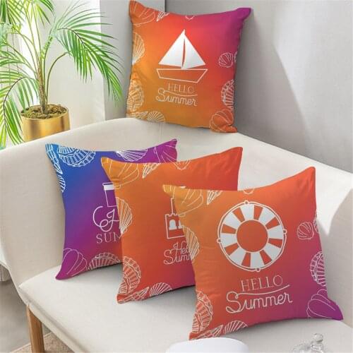 Fuwatacchi Ocean Sailboat Elements Cushion Cover Decorative Throw Pillowcases for Home Sofa Car Chair Decoration Pillows Cover