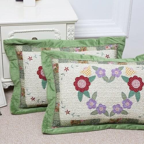 2pcs Cotton and Plush Patch Embroider Pillowcase 48x60cm Invisible Zipper Pillow Cover Retro Pillow Cases Home Decor