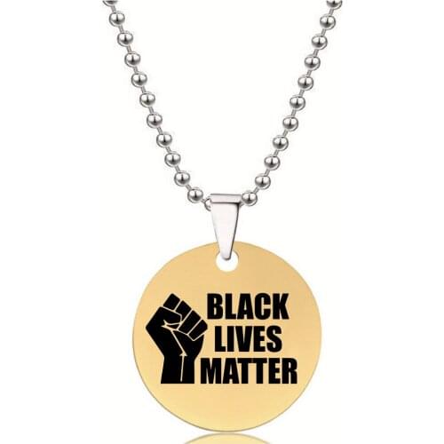 BLINGPAW Stainless Steel Pendant Neckalce Black Lives Matter Keychain Bag Ornaments Tag Gold Black Silver