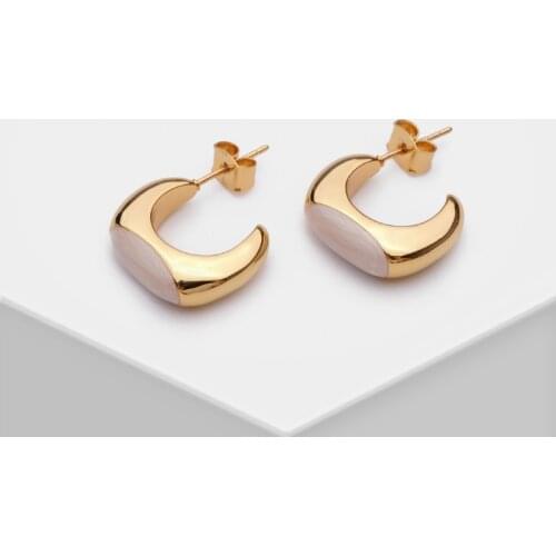 RISPADA C series gold plated 2 colors trendy metal colour blocking stud earrings