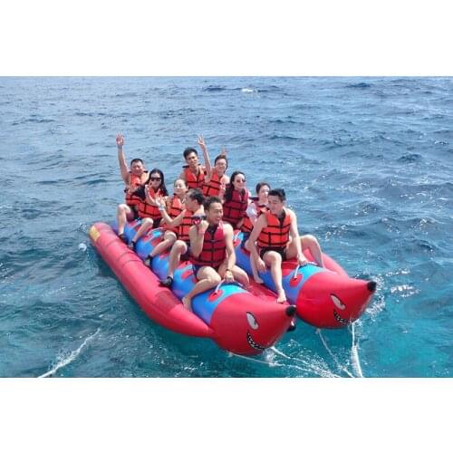 Hi Bouncia Attracitve High Quality Water Park Amusement Inlatable Banana Boat with double tube Water Sports