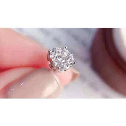 Real gold 18k (au750) natural diamond earring jewelry for lady&women&life wear&party&birthday gift