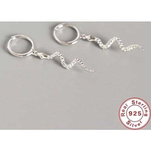 Fashion Long Animsl Snake Charm Stud Earrings For Women Girls 925 Sterling Silver Wedding Jewelry Hypoallergenic eh1084