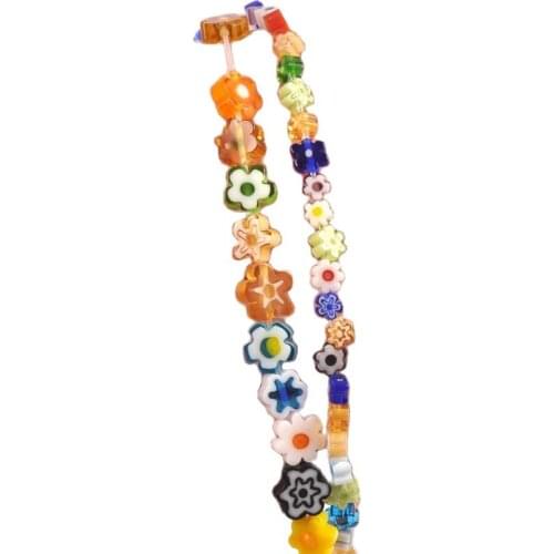 4/7mm Mixed Flower type Flower Patterns Millefiori Glass Loose Beads lampwork Crafts Beads For Jewelry Making ykl0881