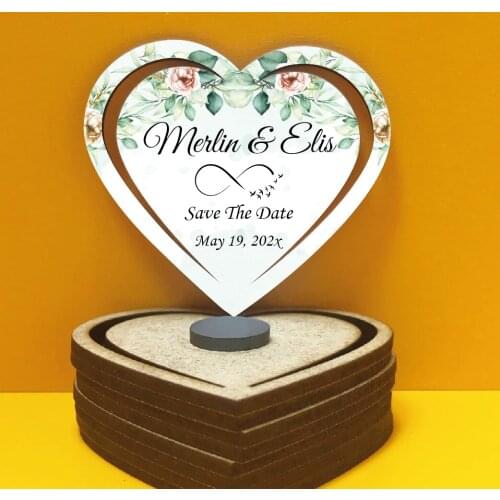 Save the Date Wooden Magnet for Your Guests and Colorful Printed Wedding, Henna, Christening Gifts 25 pcs