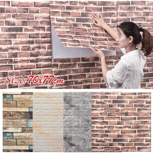 Retro Tile Stickers Living Room Brick Pattern Wall Stickers Waterproof 3D Wallpaper Background Wall Art Decals Teen Room Decor