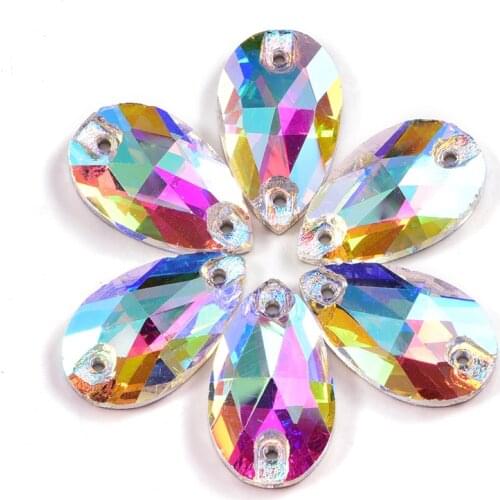 AAA Teardrop стразы Sew On Rhinestones Flatback Droplet Glitter Diamond Sewing Rhinestones Wedding Dress Y2816