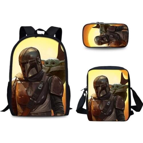 The Mandalorian Baby Yoda Bag Backpack Anime Star Wars Boba Fett Cosplay School Student Handbag Lolita Pencil Case Set Laptop