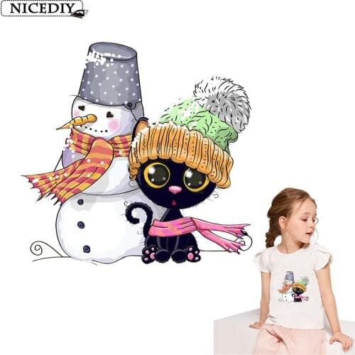 Nicediy Christmas Iron On Transfer For Clothes Stripe Iron On Patches Thermo Stickers Heat Transfer Vinyl Cartoon Applique Badge
