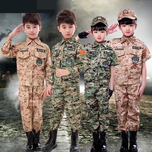 Outdoor Kids Costumes Us Army Military Uniform Camouflage Tactical Clothing Training Unisex Policemen Costumes Tactical Clothing