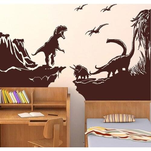 Dinosaur Vinyl Wall Sticker Teen Kindergarten School Childrens Room Decoration Wallpaper Mural Childrens Gift Bedroom Decal E2