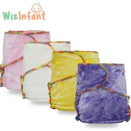 WizInfant Bamboo Velour Fitted Cloth Diaper AI2,Onesize, No Synthetic Material Touch Babys Skin,Birth to Potty /5-18kg Baby
