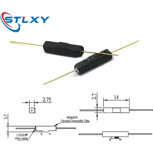 5PCS Reed Switch Plastic Type GPS-14B 2*14 Anti-Vibration Damage Magnetic Switch NC Normally Closed