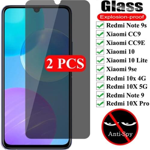 For Xiaomi Redmi Note 9 10X Pro 9S 8T Privacy Screen Protector Anti-Spy Tempered Glass for Xiaomi mi A2 a1 5x 6x Note 9 pro Max