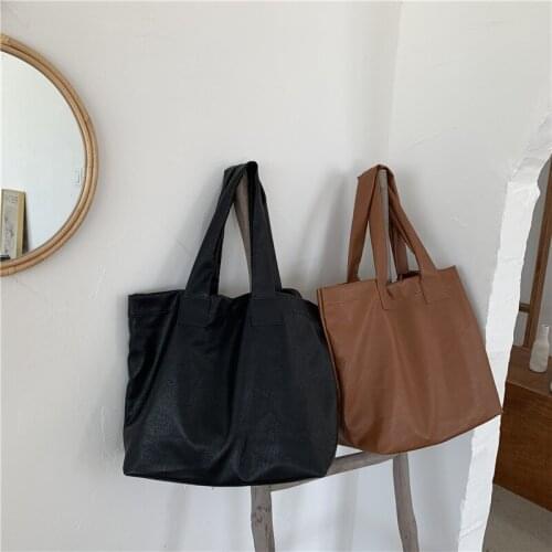 Womens bag 2021 new womens bag PU leather solid color shoulder bag fashion handbag large capacity shopping bag tote bag