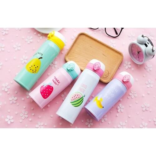 1PC Cute Stainless Steel Thermos Flask 4 Colors Fruit Pattern Vacuum Thermo Cup For Kids,Woemn Coffee Mug ENY 002
