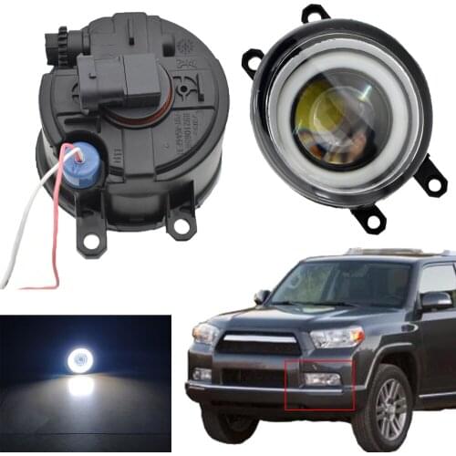2 Pieces Car Front Bumper LED Fog Daytime Running Light Angel Eye Fog Light Assembly 12V For Toyota 4Runner 4 Runner 2010-2013