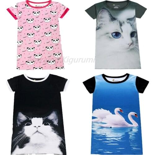 3 4 5 6 7 8 9 10 Years Baby Girl Night Dress for Kids Girls Nightgown Cat 3D Nighty Summer Sleepwear T Shirt Long Pajamas Dress
