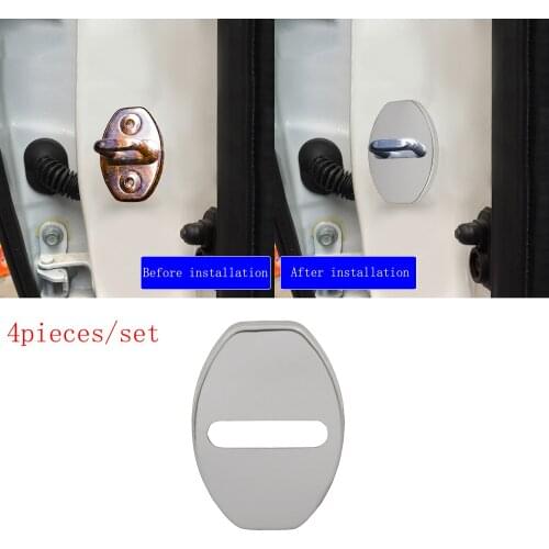 4 pcs silver Stainless Steel Car Door Lock Protective Buckle Cover case for Seat FR leon cupra ibiza