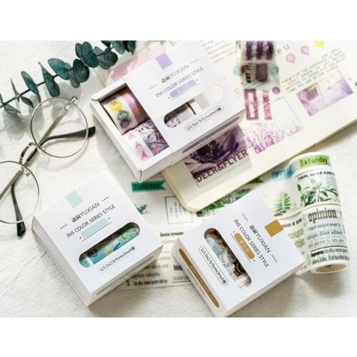 5 pcs/pack 3m Purple Red Yellow Ins Color Japan Washi Tape Set Adhesive Tape DIY Scrapbooking Sticker Label Masking tape