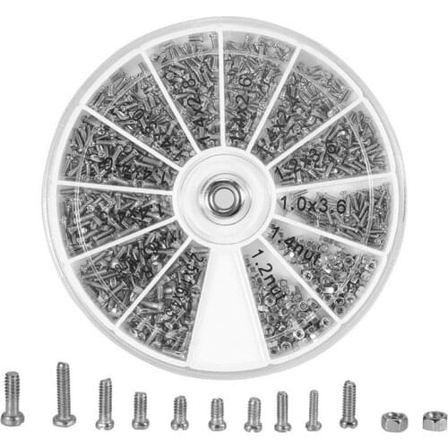 600PCS Small Screws Nuts 12 Kinds for Watches Glassess Repair Tools Screws Stainless Steel M1 M1.2 M1.4 M1.6 Screws Parts Sets