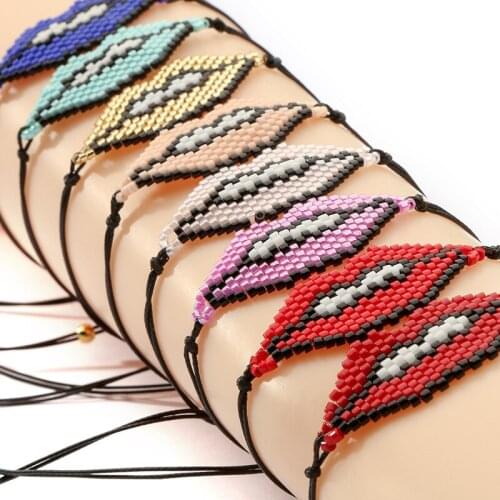 Lips Lip and Mouth Miyuki Rice Bead Bracelet
